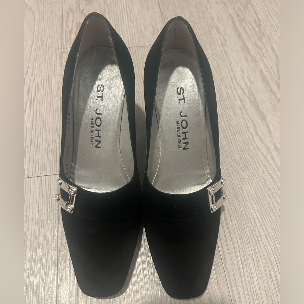 St. John Suede Mules with Buckle